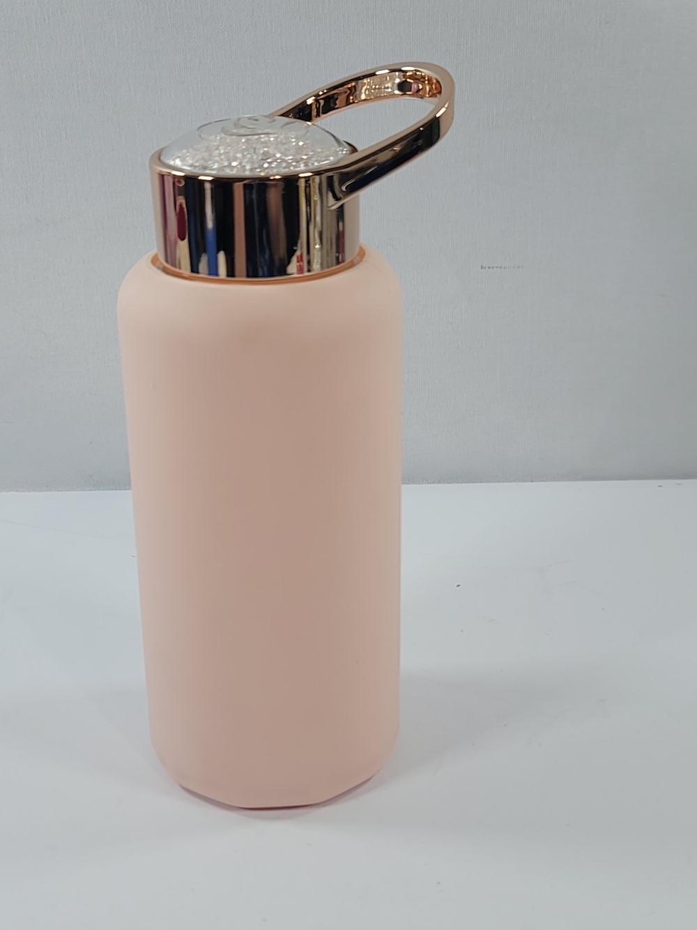 Apana Glass Bottle Rose Gold Tone And  Crystal Lid